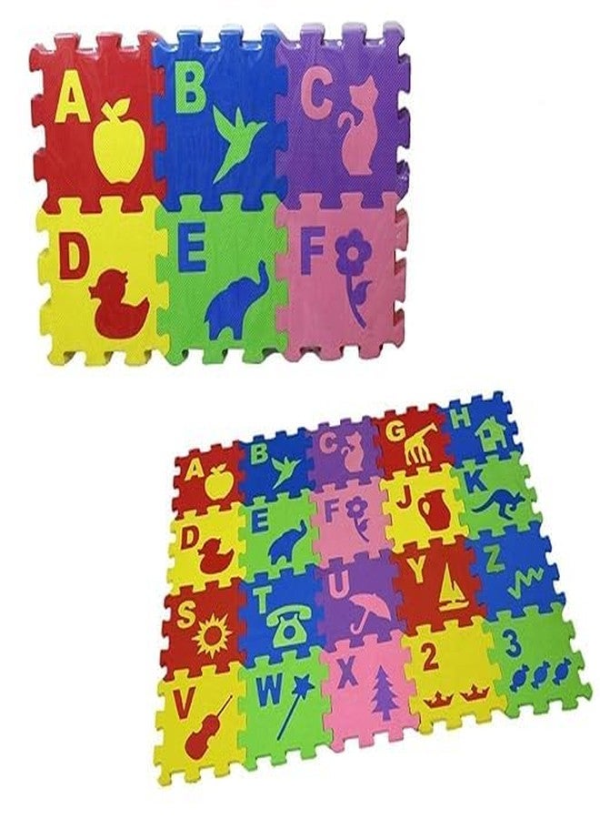 Jericos 36 Pieces Puzzle Foam Mat for Kids | Learning Alphabet and Number with Pictures Mat for Kids | Multicolour Interlocking Pieces - Image 3